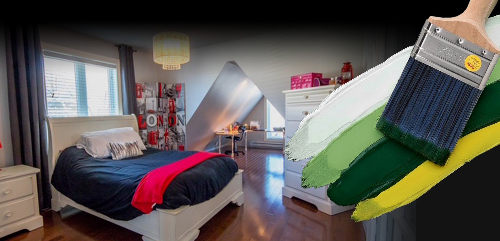 Chambre à coucher moderne avec peinture intérieure soignée et finitions propres dans une résidence en Estrie par CK Peintre