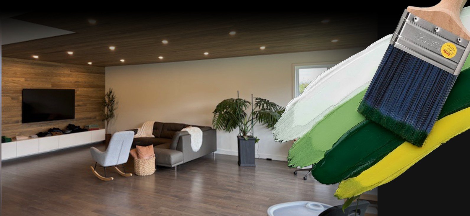 Salle familiale contemporaine avec peinture intérieure uniforme et plafonds bien finis à Lennoxville par CK Peintre