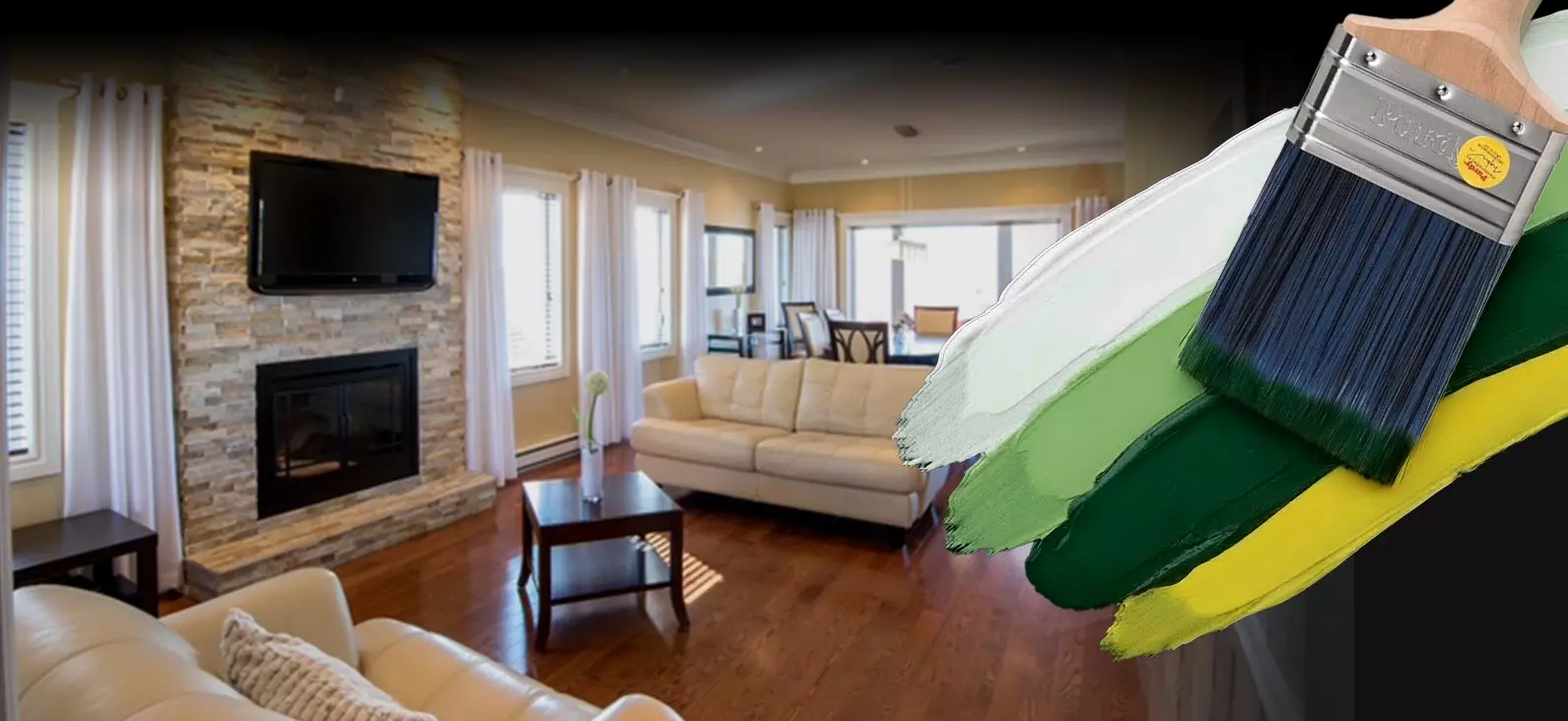 Salon résidentiel lumineux avec murs peints et finitions haut de gamme après travaux de peinture intérieure à Sherbrooke par CK Peintre